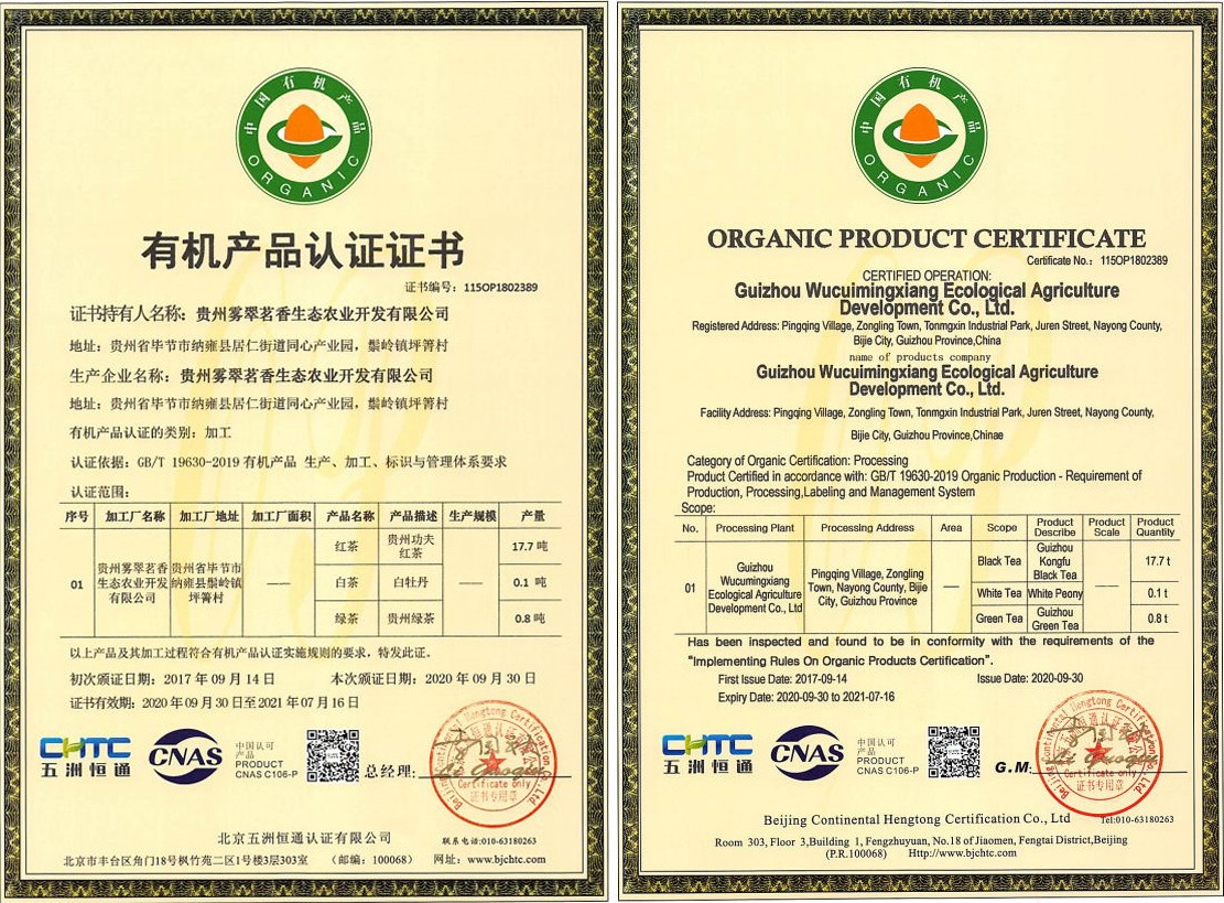 Organic product certification
